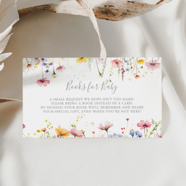 Meadow Wildflower Baby Shower Book Request Enclosure Card (Creator Uploaded)