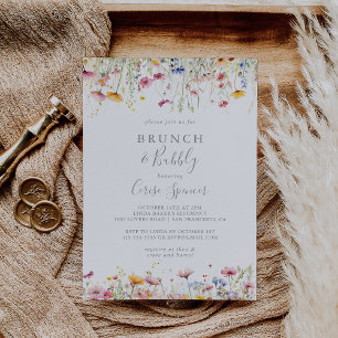 Meadow Wildflower Brunch and Bubbly Bridal Shower Invitation