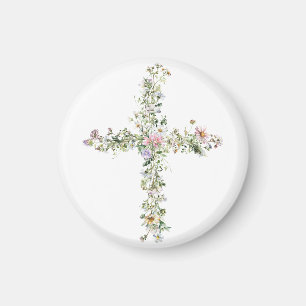Meadow wildflower cross Religious Christian Magnet