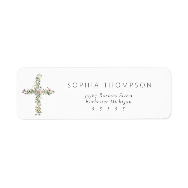 Meadow wildflower cross  return address label (Front)