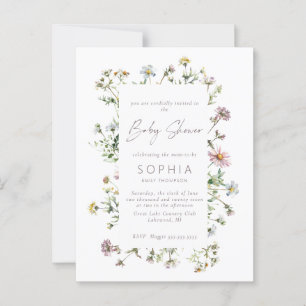 Meadow wildflower delicate Baby Shower Postcard