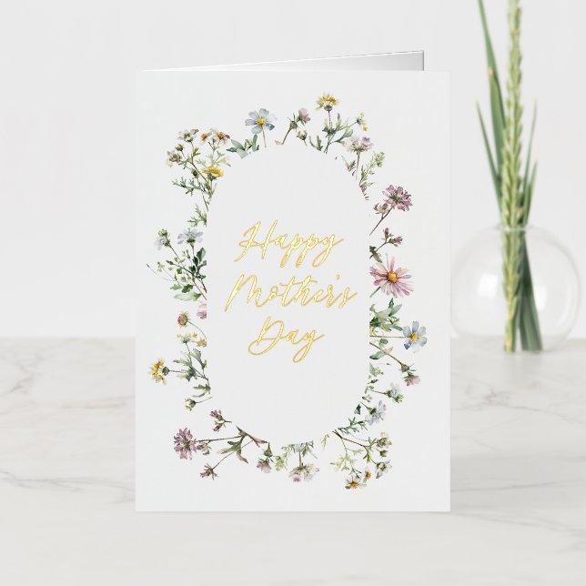 Meadow Wildflower Mothers Day Foil Greeting Card (Front)