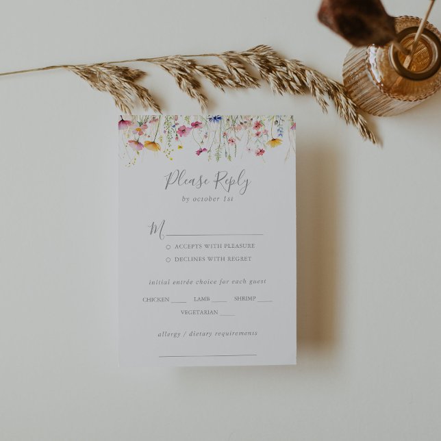  Meadow Wildflower Wedding Menu Choice RSVP (Creator Uploaded)