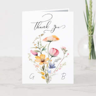 Meadow Wildflower Wedding Photo Thank You Card