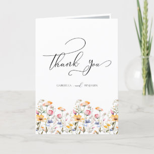 Meadow Wildflower Wedding Photo Thank You Card