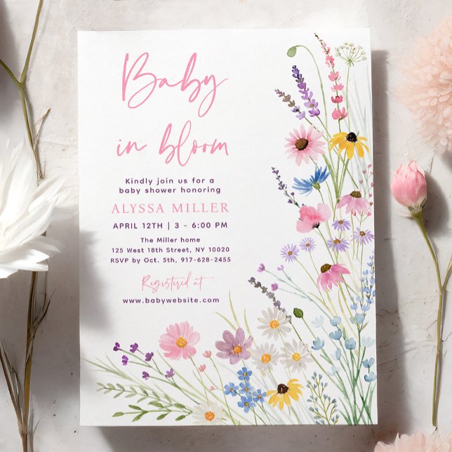 Meadow Wildflowers Baby in Bloom Baby Shower Invitation (Creator Uploaded)
