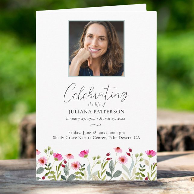 Meadow Wildflowers Order of Service Funeral Photos Program (Creator Uploaded)