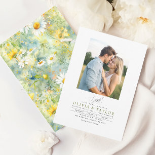 Meadow Wildflowers Summer Boho Wedding Photo Invitation