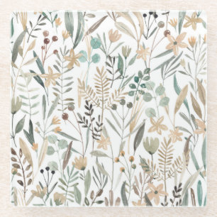 Meadow Wildflowers: Watercolor Charm. Glass Coaster
