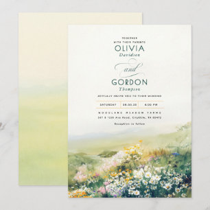 Meadow Wildflowers Watercolor Nature Wedding Invitation