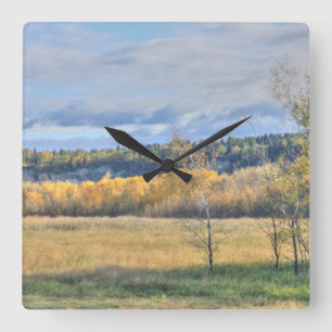 Meadow with Aspens Square Wall Clock