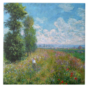 Meadow with Poplars by Claude Monet Ceramic Tile