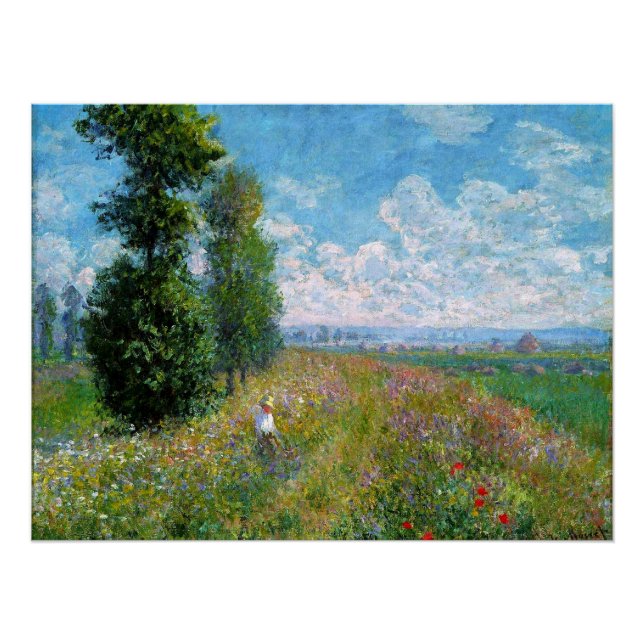 Meadow with Poplars by Claude Monet Poster (Front)