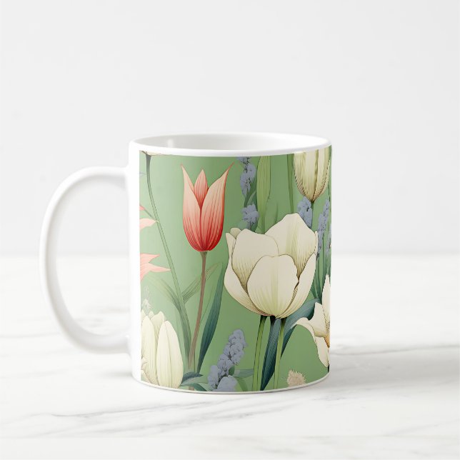 Meadow with Tulips and Wildflowers Coffee Mug (Left)