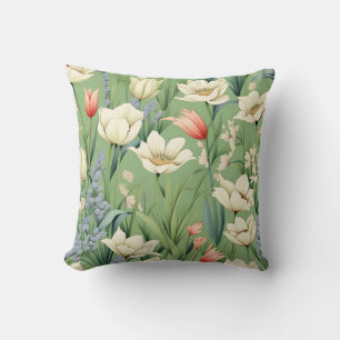 Meadow with Tulips and Wildflowers Cushion