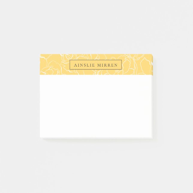 Meadow Yellow Simply Floral Personalised Post-it Notes (Front)