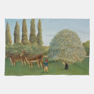Meadowland (The Pasture), Henri Rousseau, 1910 Tea Towel