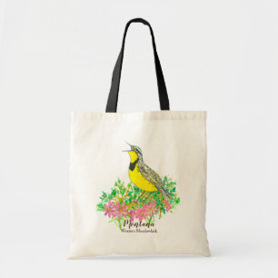 Meadowlark Songbird Bitterroot Pink Wildflowers Tote Bag