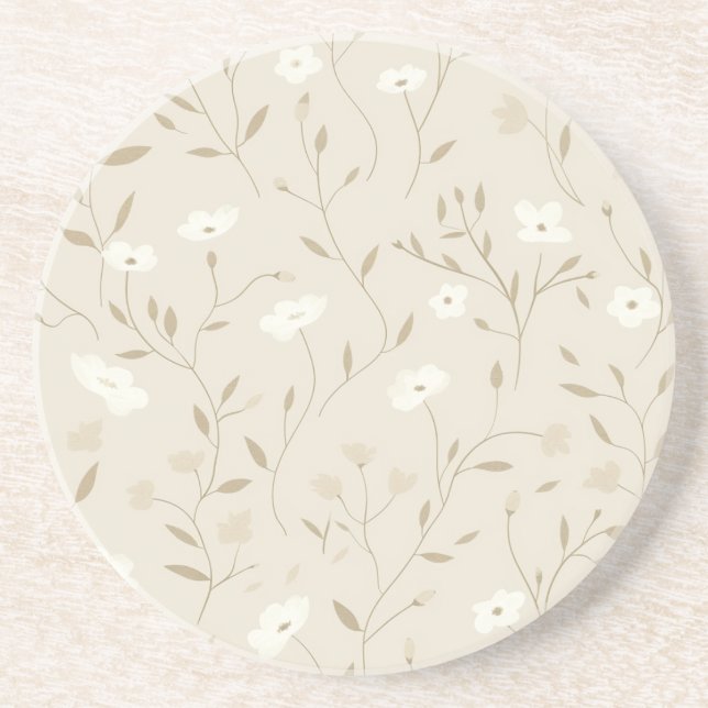 Meadowlight Neutral Floral  Coaster (Front)
