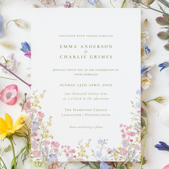 Meadows Garden Wildflowers Spring Summer Wedding Invitation (Meadows Garden Wildflowers Spring Summer Wedding Invitation)