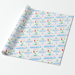 Meads Bay, Anguilla Colour Text, Images Pattern Wrapping Paper
