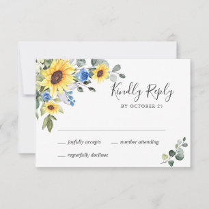 MEAL CHOICE Elegant Sunflowers Eucalyptus Wedding RSVP Card