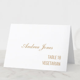 Meal Choice Guest Name Golden Beige Place Card