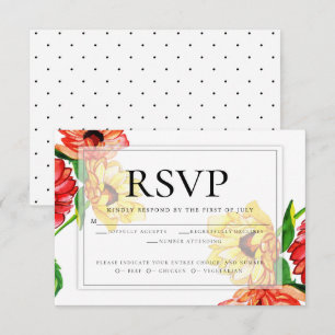 Meal Choice RSVP Red Yellow Floral Invitation