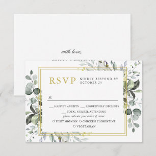 MEAL CHOICE Simple Elegant Eucalyptus Wedding RSVP Card