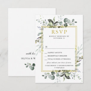 MEAL CHOICE Simple Elegant Eucalyptus Wedding RSVP Card