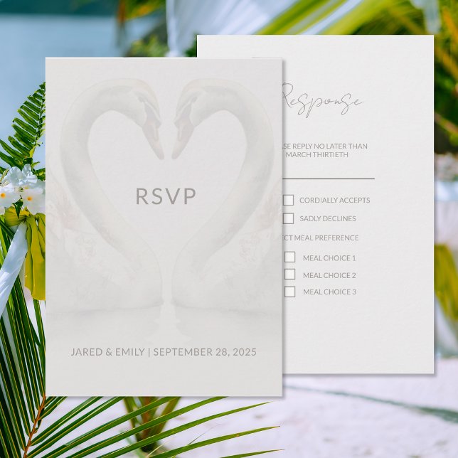 Meal Choice Wedding RSVP Card Swan (Creator Uploaded)