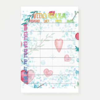 Meal plan for weekly post-it notes