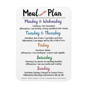 Meal Plan with Affirmations Magnet