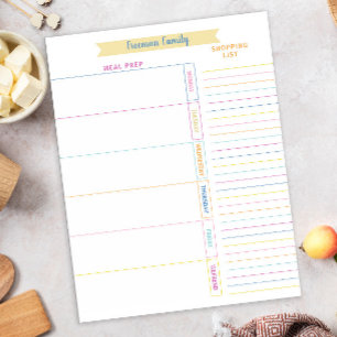 Meal Planner ans Shopping List Colourful Rainbow Notepad