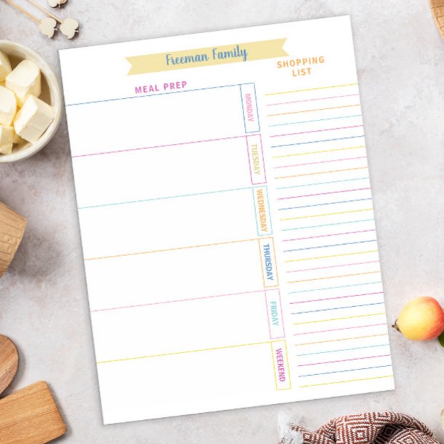 Meal Planner ans Shopping List Colourful Rainbow Notepad (Creator Uploaded)
