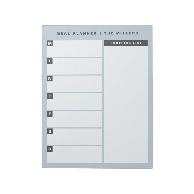 Meal Planner Notepad | Blue (Rotated)