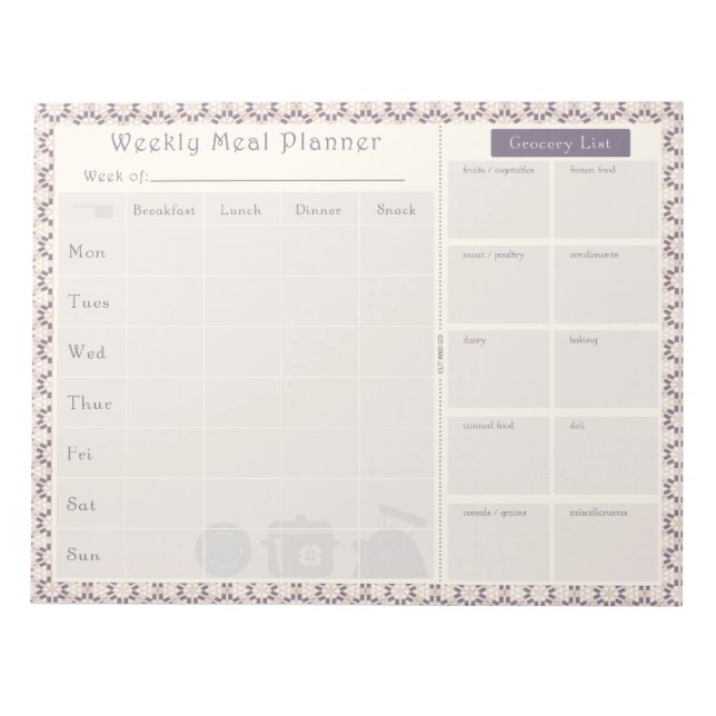 Meal Planner Purple Geo Notepad (Front)