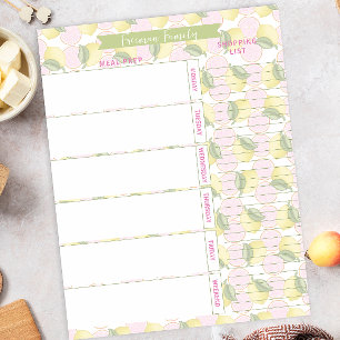 Meal Planner & Shopping List Pink Lemon Slices Notepad