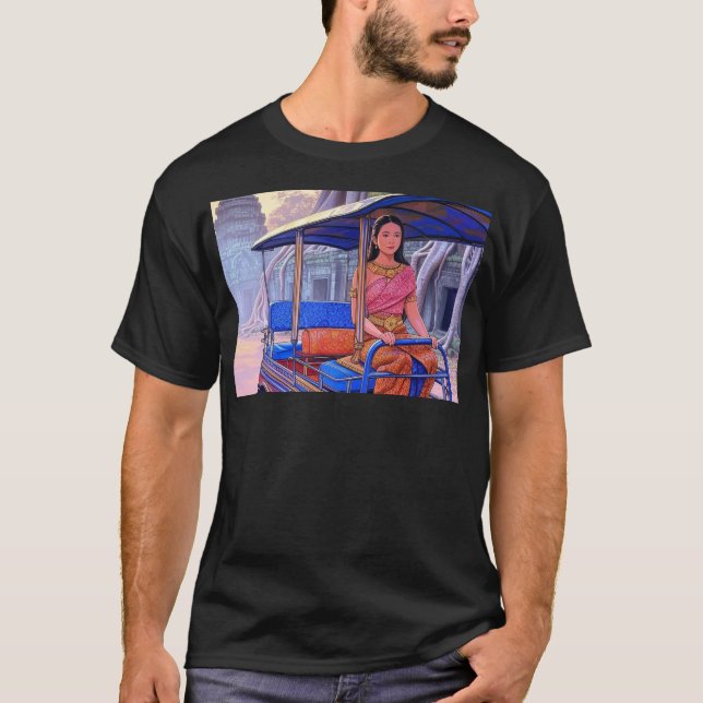 Mealea Rides A Self-Driving Tuk Tuk At Ta Prohm II T-Shirt (Front)
