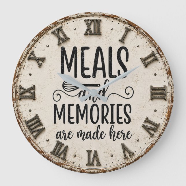Meals and Memories Farmhouse Kitchen Large Clock (Front)