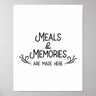 Meals and Memories Quotes, Kitchen Quotes Poster