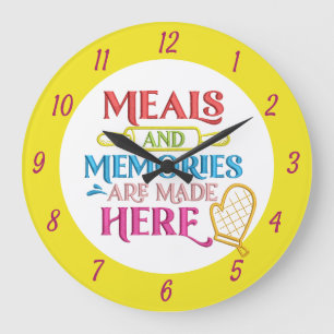 Meals Memories Quote Kitchen Dining Design Large Clock