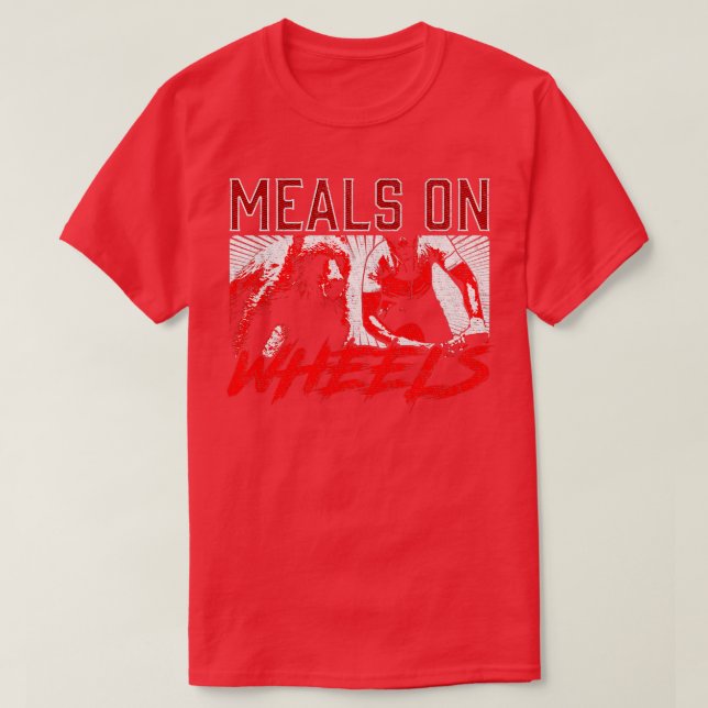 Meals On Wheel Funny Bear Chasing Forest Biker  T-Shirt (Design Front)