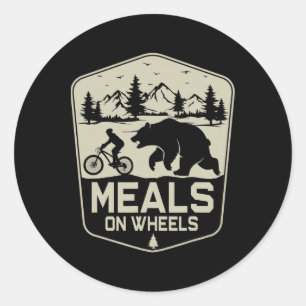 Meals On Wheels Cycling Bear Mountain Biking Natur Classic Round Sticker