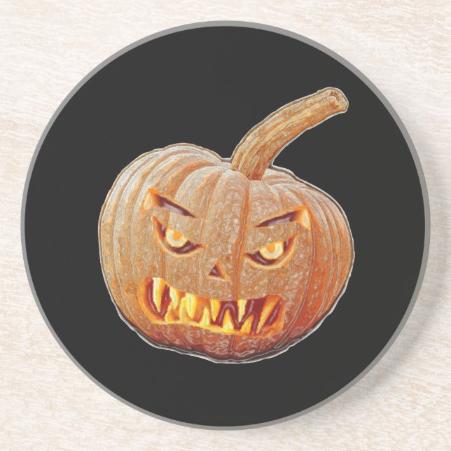 Mean and Ugly Pumpkin Face Coaster (Front)