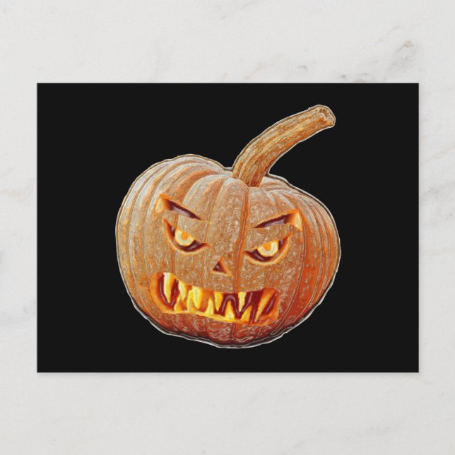 Mean and Ugly Pumpkin Face Postcard (Front)