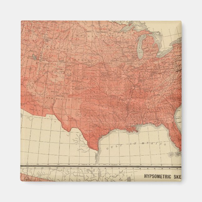 Mean annual temperature, Hypsometric sketch Magnet (Front)