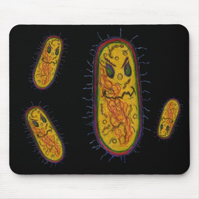 Mean Bacteria Cartoon Character Mouse Pad (Front)