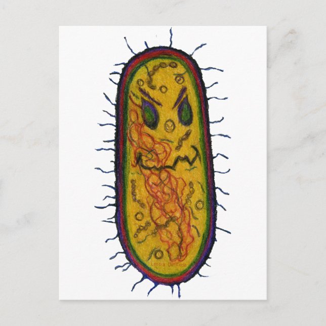 Mean Bacteria Cartoon Character Postcard (Front)