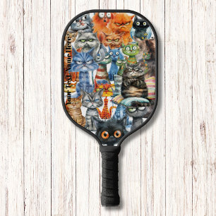 Mean Cats Modern Monogram Pickleball Paddle